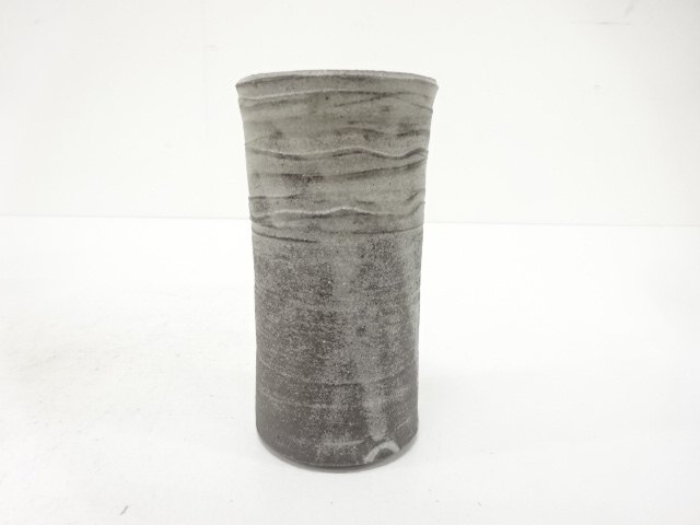  小川幸彦造　灰釉　掛花入